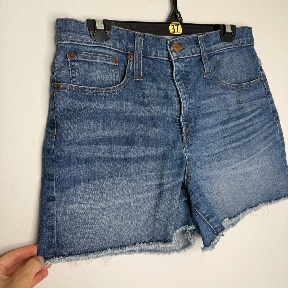 C17 J. Crew Denim Shorts Womens 30 Blue High Rise Raw Hem Cut Off Medium Wash
